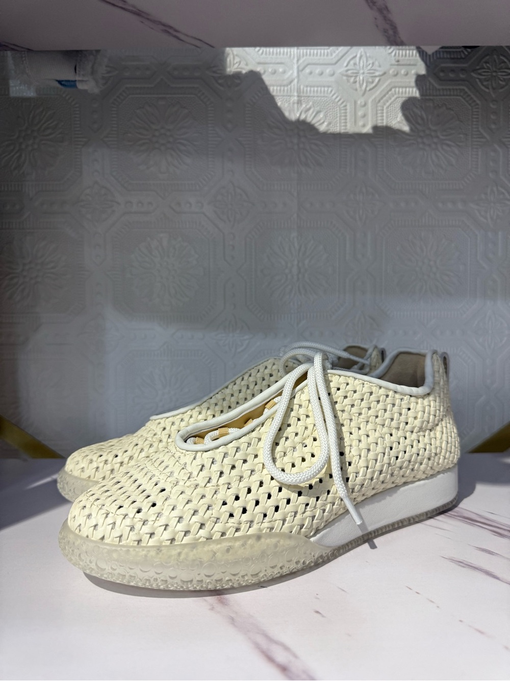 4ccccees Bubble Hay Cream Woven Lace-Up Casual Sneakers